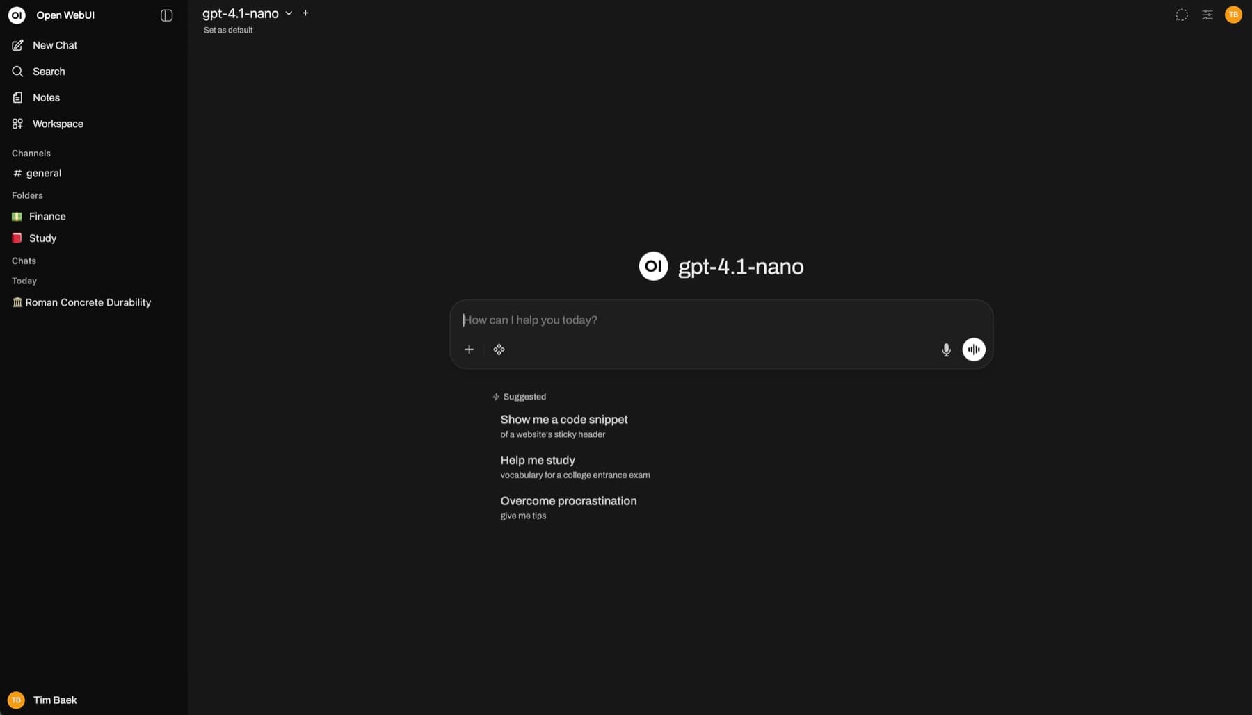 Open WebUI — The default workspace